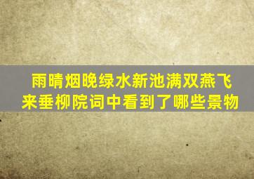 雨晴烟晚绿水新池满双燕飞来垂柳院词中看到了哪些景物