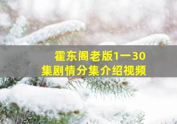 霍东阁老版1一30集剧情分集介绍视频