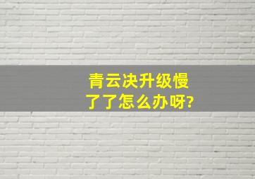 青云决升级慢了了怎么办呀?