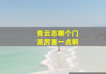 青云志哪个门派厉害一点啊