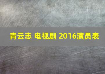 青云志 电视剧 2016演员表