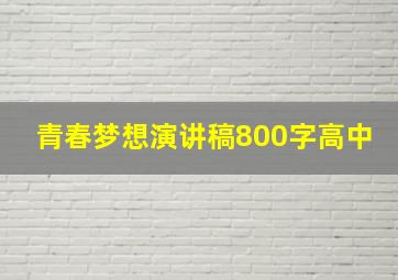 青春梦想演讲稿800字高中