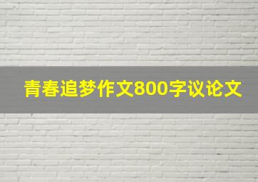 青春追梦作文800字议论文