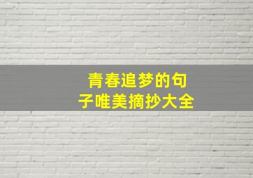 青春追梦的句子唯美摘抄大全