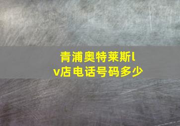 青浦奥特莱斯lv店电话号码多少