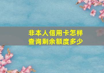 非本人信用卡怎样查询剩余额度多少