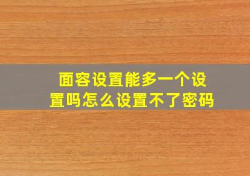 面容设置能多一个设置吗怎么设置不了密码