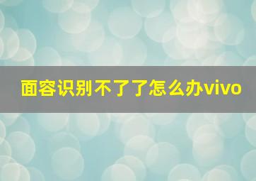 面容识别不了了怎么办vivo