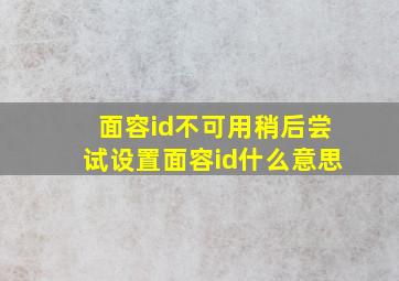 面容id不可用稍后尝试设置面容id什么意思