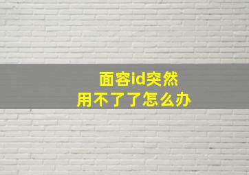 面容id突然用不了了怎么办