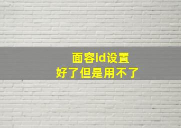 面容id设置好了但是用不了