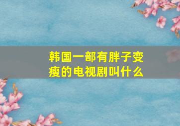 韩国一部有胖子变瘦的电视剧叫什么