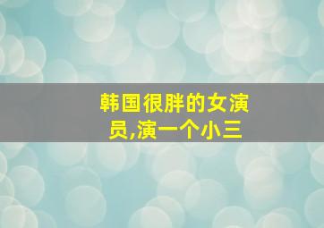 韩国很胖的女演员,演一个小三