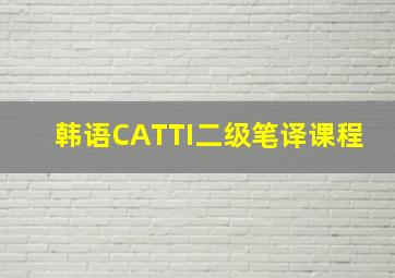 韩语CATTI二级笔译课程