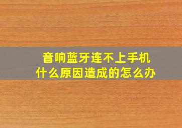 音响蓝牙连不上手机什么原因造成的怎么办