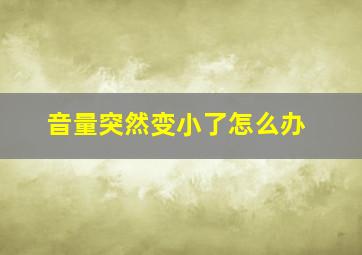 音量突然变小了怎么办