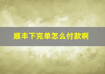 顺丰下完单怎么付款啊