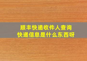 顺丰快递收件人查询快递信息是什么东西呀