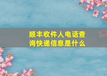 顺丰收件人电话查询快递信息是什么