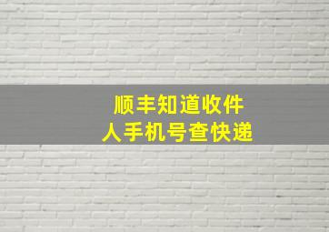 顺丰知道收件人手机号查快递