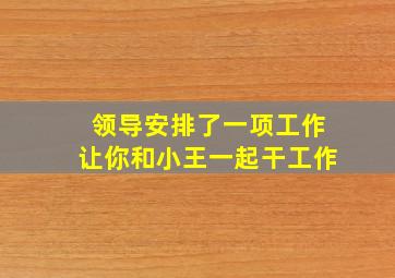 领导安排了一项工作让你和小王一起干工作