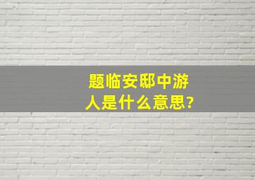 题临安邸中游人是什么意思?