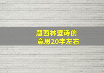 题西林壁诗的意思20字左右