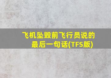 飞机坠毁前飞行员说的最后一句话(TFS版)