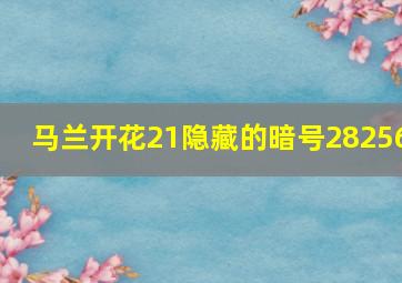 马兰开花21隐藏的暗号28256