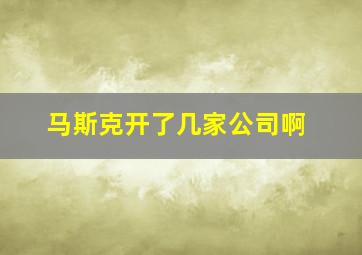 马斯克开了几家公司啊