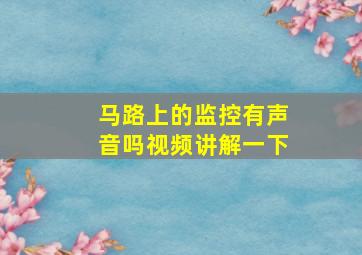 马路上的监控有声音吗视频讲解一下