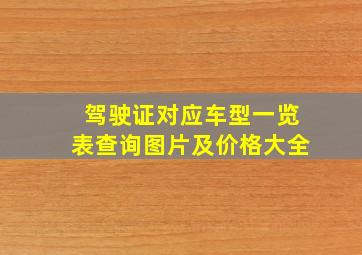 驾驶证对应车型一览表查询图片及价格大全