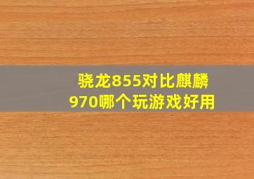 骁龙855对比麒麟970哪个玩游戏好用