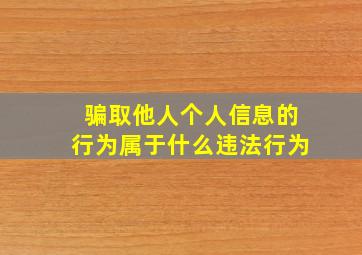 骗取他人个人信息的行为属于什么违法行为