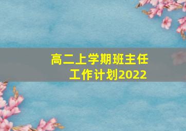 高二上学期班主任工作计划2022