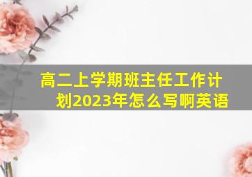 高二上学期班主任工作计划2023年怎么写啊英语