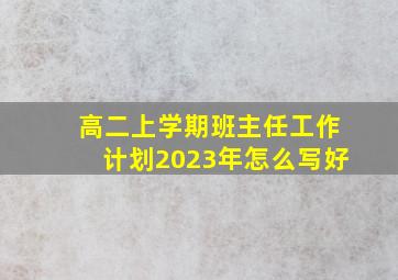 高二上学期班主任工作计划2023年怎么写好