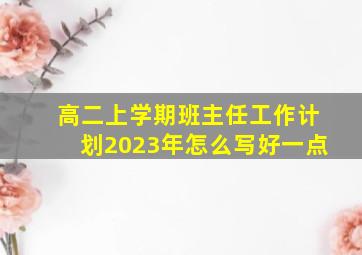 高二上学期班主任工作计划2023年怎么写好一点