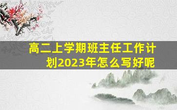 高二上学期班主任工作计划2023年怎么写好呢