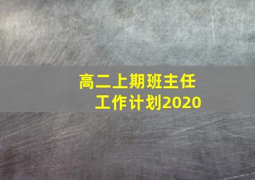 高二上期班主任工作计划2020