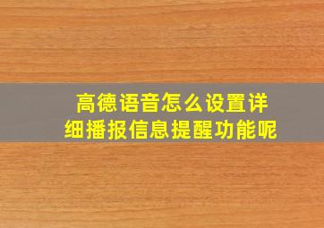 高德语音怎么设置详细播报信息提醒功能呢