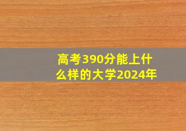 高考390分能上什么样的大学2024年