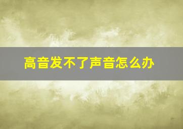 高音发不了声音怎么办