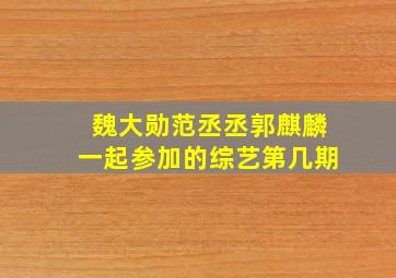 魏大勋范丞丞郭麒麟一起参加的综艺第几期