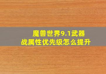 魔兽世界9.1武器战属性优先级怎么提升