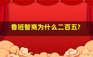 鲁班智商为什么二百五?