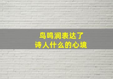 鸟鸣涧表达了诗人什么的心境