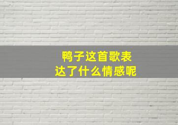 鸭子这首歌表达了什么情感呢