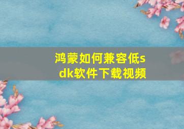 鸿蒙如何兼容低sdk软件下载视频