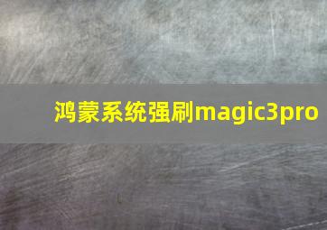 鸿蒙系统强刷magic3pro